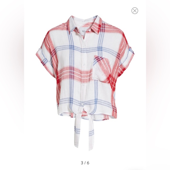 RAILS Amelie Tie Front Shirt
cropped red white & blue button down Small - Picture 1 of 6